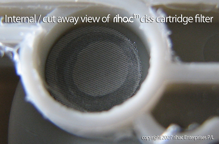 rihac internal cut away view of Rihac CISS cartridge filter print head