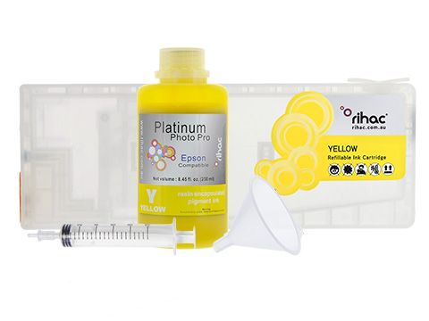 Epson Stylus Pro 9450 Yellow refillable 400ml ink cartridge Starter Kit T6124 with 250ml Pigment Ink
