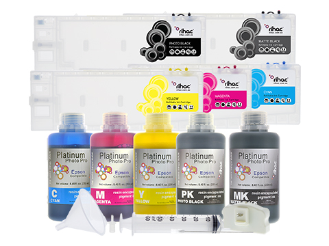 Epson Stylus Pro 4400 Refillable Ink Cartridge 250ml Starter Kit T6141-T6148 with Pigment Ink