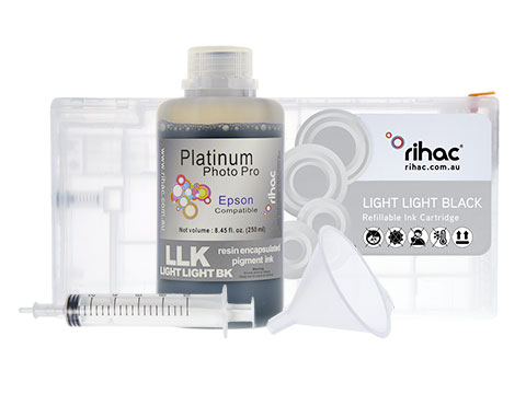 Epson Stylus Pro 4900 Light Light Black LLK refillable ink cartridge Starter Kit T6539 with 250ml Pigment Ink