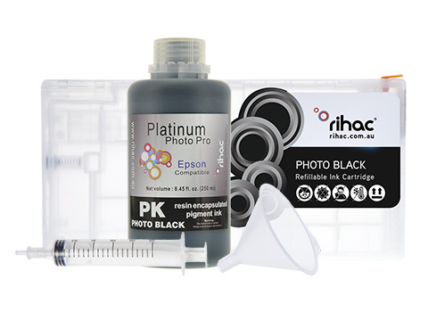 Epson Stylus Pro 4900 Photo Black PK refillable ink cartridge Starter Kit T6531 with 250ml Pigment Ink