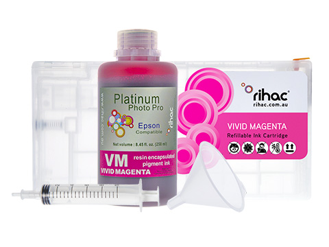 Epson Stylus Pro 4900 Vivid Magenta VM refillable ink cartridge Starter Kit T6533 with 250ml Pigment Ink