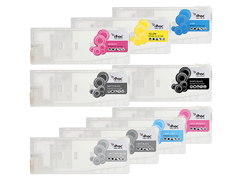 Epson Stylus Pro 7800 9800 refillable cartridges with resettable chips Set x 8