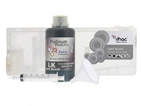 Epson Stylus Pro 7880 Light Black LK refillable 400ml ink cartridge Starter Kit T6037 with 250ml Pigment Ink