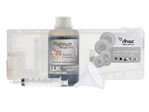Epson Stylus Pro 9880 Light Light Black LLK refillable 400ml ink cartridge Starter Kit T6039 with 250ml Pigment Ink
