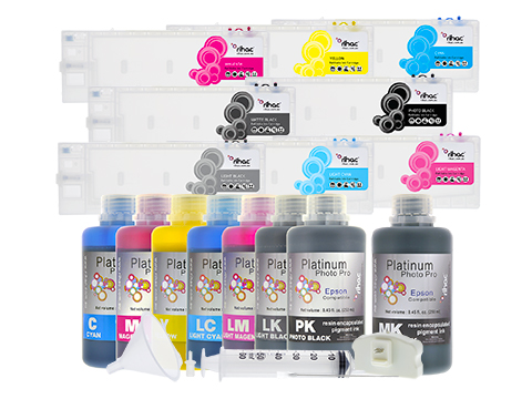 Epson Stylus Pro 9600 Refillable Ink Cartridge 250ml Starter Kit T5441-T5448 with Pigment Ink