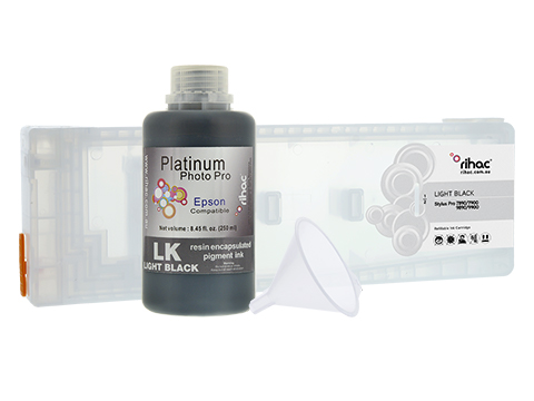 Epson Stylus Pro 7890 Light Black LK refillable 700ml ink cartridge Starter Kit T6363 with 250ml Pigment Ink