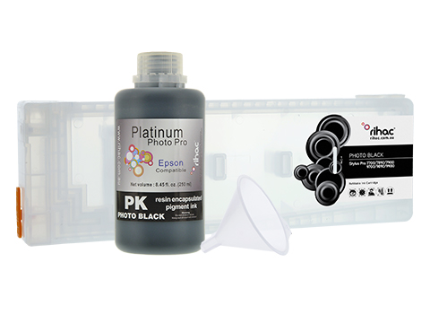 Epson Stylus Pro 7700 Photo Black PK refillable 700ml ink cartridge Starter Kit T6361 with 250ml Pigment Ink