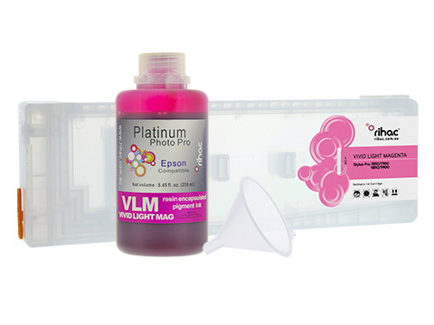 Epson Stylus Pro 9890 Vivid Light Magenta VLM refillable 700ml ink cartridge Starter Kit T6366 with 250ml Pigment Ink