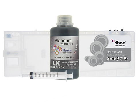 Epson Stylus Pro 7600 Light Black LK refillable ink cartridge Starter Kit T5447 with 250ml Pigment Ink