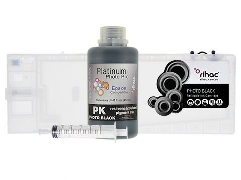 Epson Stylus Pro 4000 Photo Black PK refillable ink cartridge Starter Kit T5441 with 250ml Pigment Ink