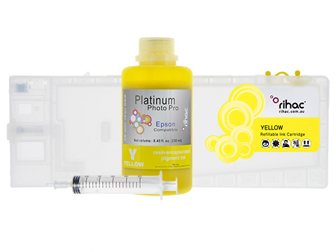 Epson Stylus Pro 4450 Yellow refillable 330ml ink cartridge Starter Kit T6144 with 250ml Pigment Ink