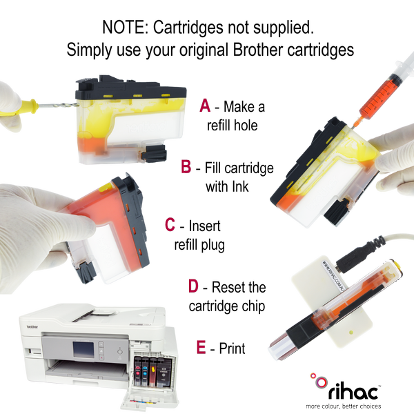 Rihac Refillable ink cartridges for Brother MFC-J5330DW MFC-J5730DW MFC-J6530DW MFC-J6730DW MFC-J6930DW for LC3317 LC3319 ink cartridges with USB powered chip resetter