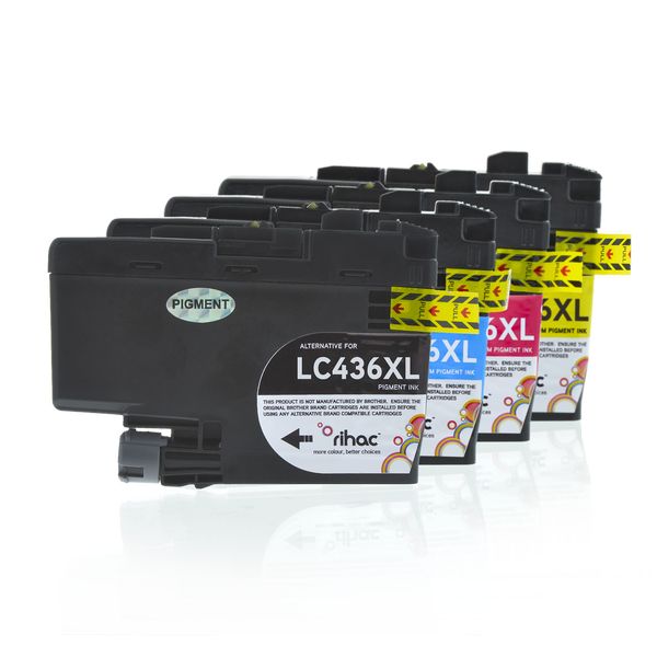 Brother LC436XL Compatible Pigment Ink Cartridge set Rihac Premium Platinum Photo Pro INKvestment MFC-J4440DW, MFC-J4540DW, MFC-J4340DW, MFC-J5855DW, MFC-J6555DW, MFC-J5955DW, MFC-J6955DW, MFC-J6957DW LC436 LC436xl LC-436XL LC-436