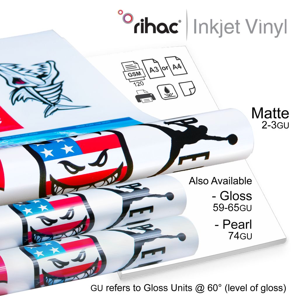 5 x A4 Sheets - Matte Vinyl Inkjet Sticker Paper - PAPER BACKING