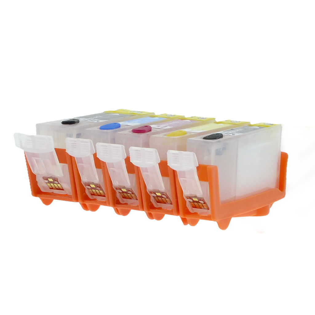 5 x PGI-520 & CLI-521 Empty Chipped Refillable Cartridges