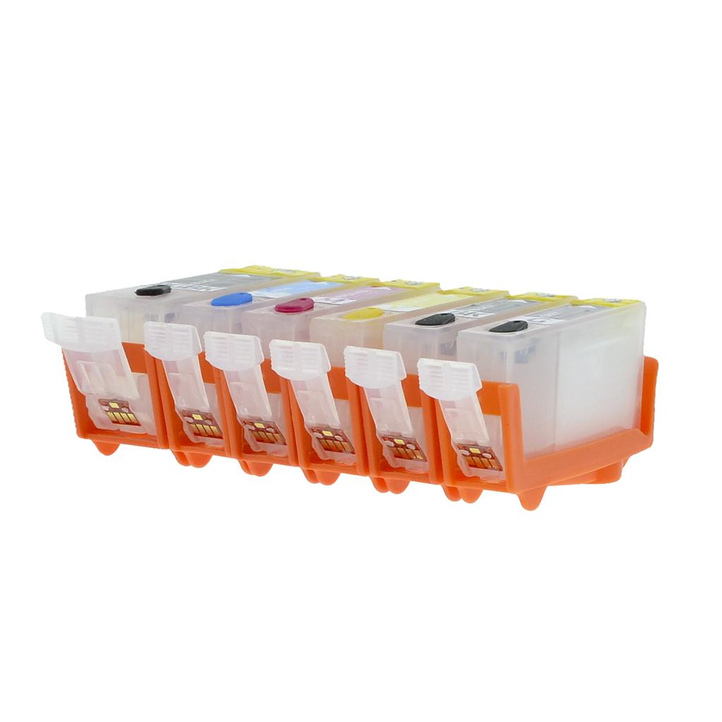 6 x PGI-520 & CLI-521 Empty Chipped Refillable Cartridges