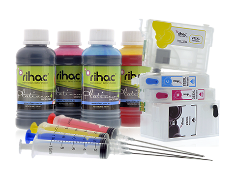 Epson 252 & 252XL Refillable Cartridges & Dye Ink Set