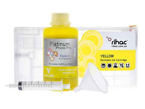 Epson Stylus Pro 4900 Yellow refillable ink cartridge Starter Kit T6534 with 250ml Pigment Ink