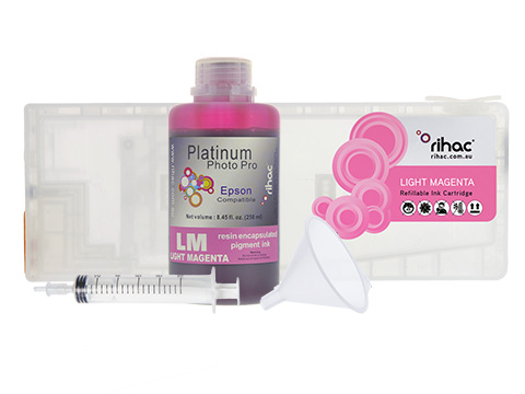 Epson Stylus Pro 7800 Light Magenta LM refillable 400ml ink cartridge Starter Kit T603C with 250ml Pigment Ink