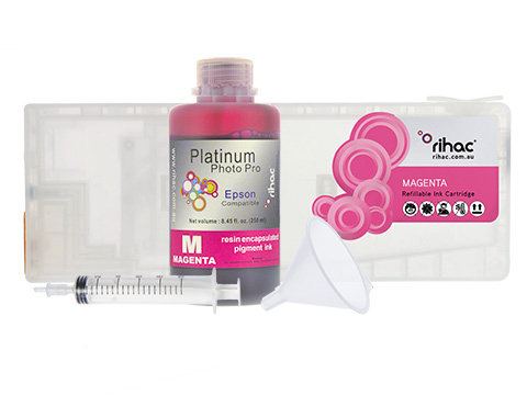 Epson Stylus Pro 7800 Magenta refillable 400ml ink cartridge Starter Kit T603B with 250ml Pigment Ink