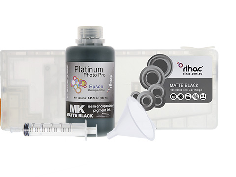 Epson Stylus Pro 7450 Matte Black MK refillable 400ml ink cartridge Starter Kit T6128 with 250ml Pigment Ink