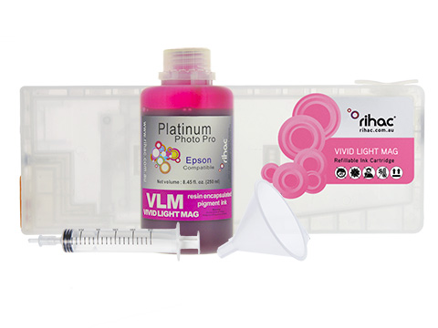 Epson Stylus Pro 7880 Vivid Light Magenta VLM refillable 400ml ink cartridge Starter Kit T6036 with 250ml Pigment Ink