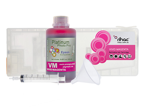 Epson Stylus Pro 7880 Vivid Magenta VM refillable 400ml ink cartridge Starter Kit T6033 with 250ml Pigment Ink
