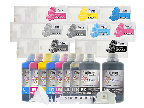 Epson Stylus Pro 7800 Refillable Ink Cartridge 250ml Starter Kit T6031-T6039 with Pigment Ink