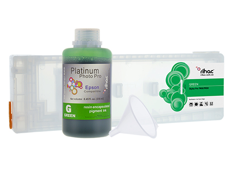 Epson Stylus Pro 9900 Green refillable 700ml ink cartridge Starter Kit T636B with 250ml Pigment Ink