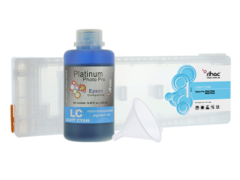 Epson Stylus Pro 7890 Light Cyan LC refillable 700ml ink cartridge Starter Kit T6365 with 250ml Pigment Ink