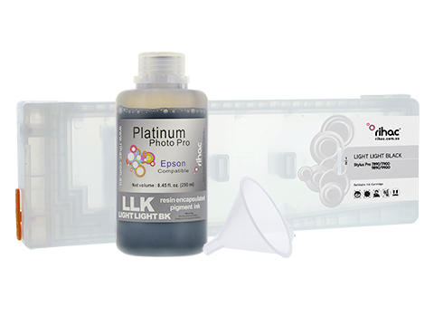 Epson Stylus Pro 7890 Light Light Black LLK refillable 700ml ink cartridge Starter Kit T6369 with 250ml Pigment Ink