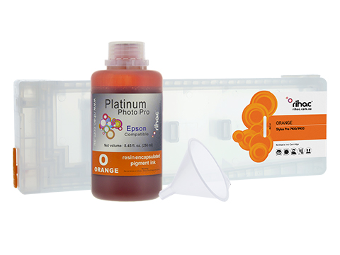 Epson Stylus Pro 9900 Orange refillable 700ml ink cartridge Starter Kit T636A with 250ml Pigment Ink