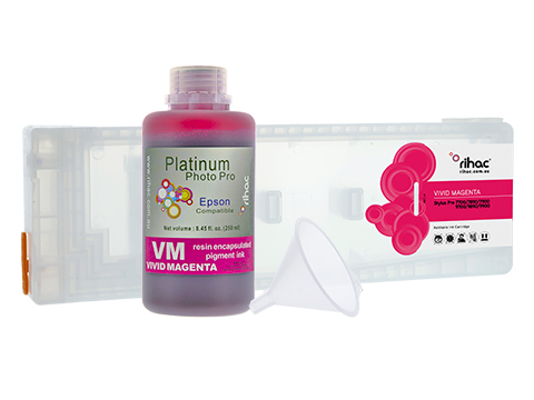 Epson Stylus Pro 7890 Vivid Magenta VM refillable 700ml ink cartridge Starter Kit T6363 with 250ml Pigment Ink