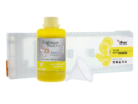 Epson Stylus Pro 7890 Yellow refillable 700ml ink cartridge Starter Kit T6364 with 250ml Pigment Ink