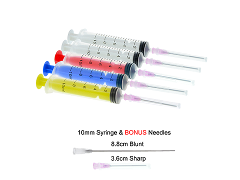 5 x 10ml coloured Syringe and filling needle