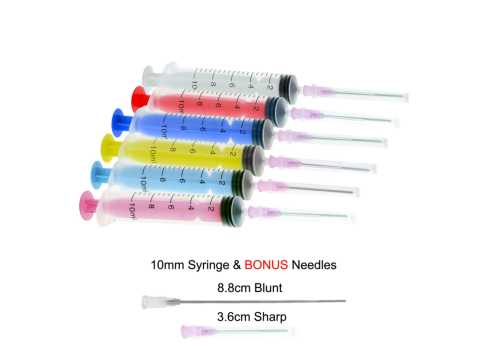 6  x 10ml coloured Syringe and filling needle